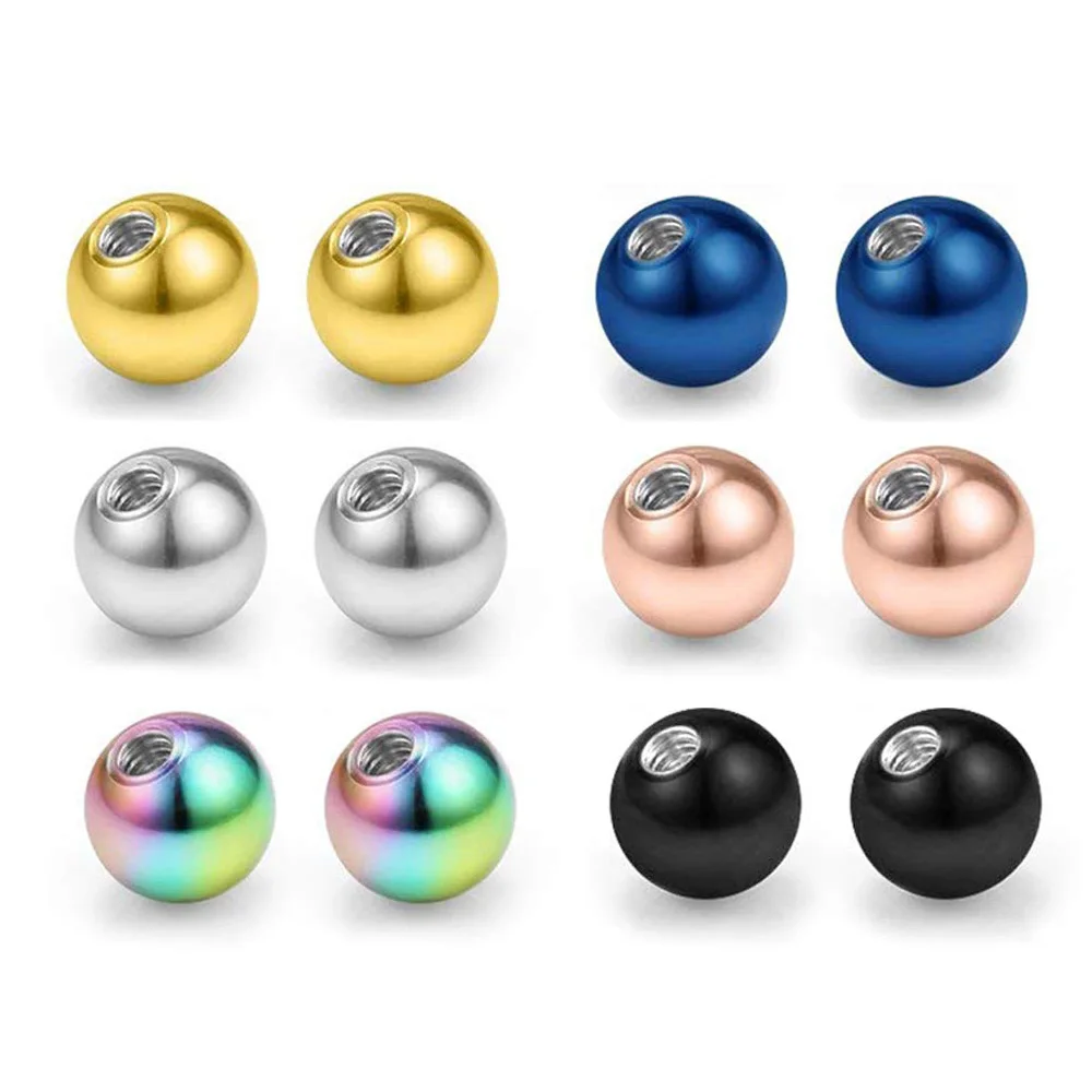 WKOUD 10PCS Stainless Steel Screw Replacement Piercing Ball Lot Labret Eyebrow Piercing Ball Bulk Jewelry Accessories Labret
