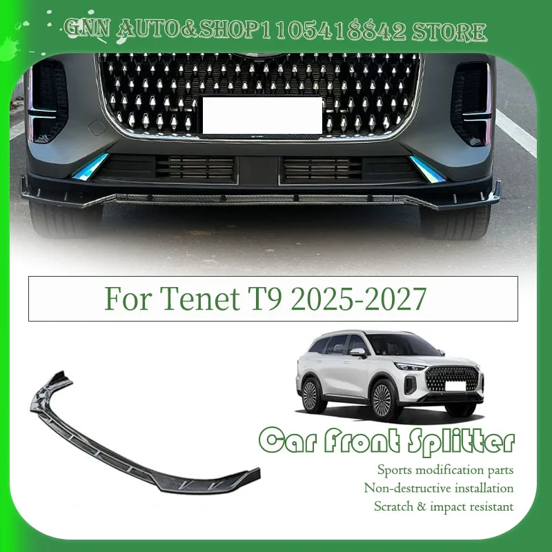 For Tenet T9 PHEV 2025 2026 2027 Car Front Bumper Split Lip ABS Modification Splitter Bumper Reinforcement Decoration Auto Parts