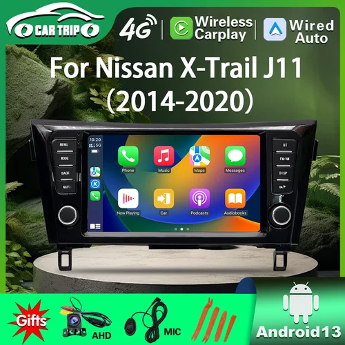 Radio Multimedia con GPS para coche, reproductor con Android 13, 9 pulgadas, Carplay, BT, para Nissan Qashqai J11 x-trail Xtrail T32 Rogue Dualis 2013-2020