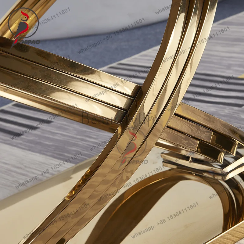 Light luxury high-end titanium gold coffee table stainless steel marble rock slab coffee table