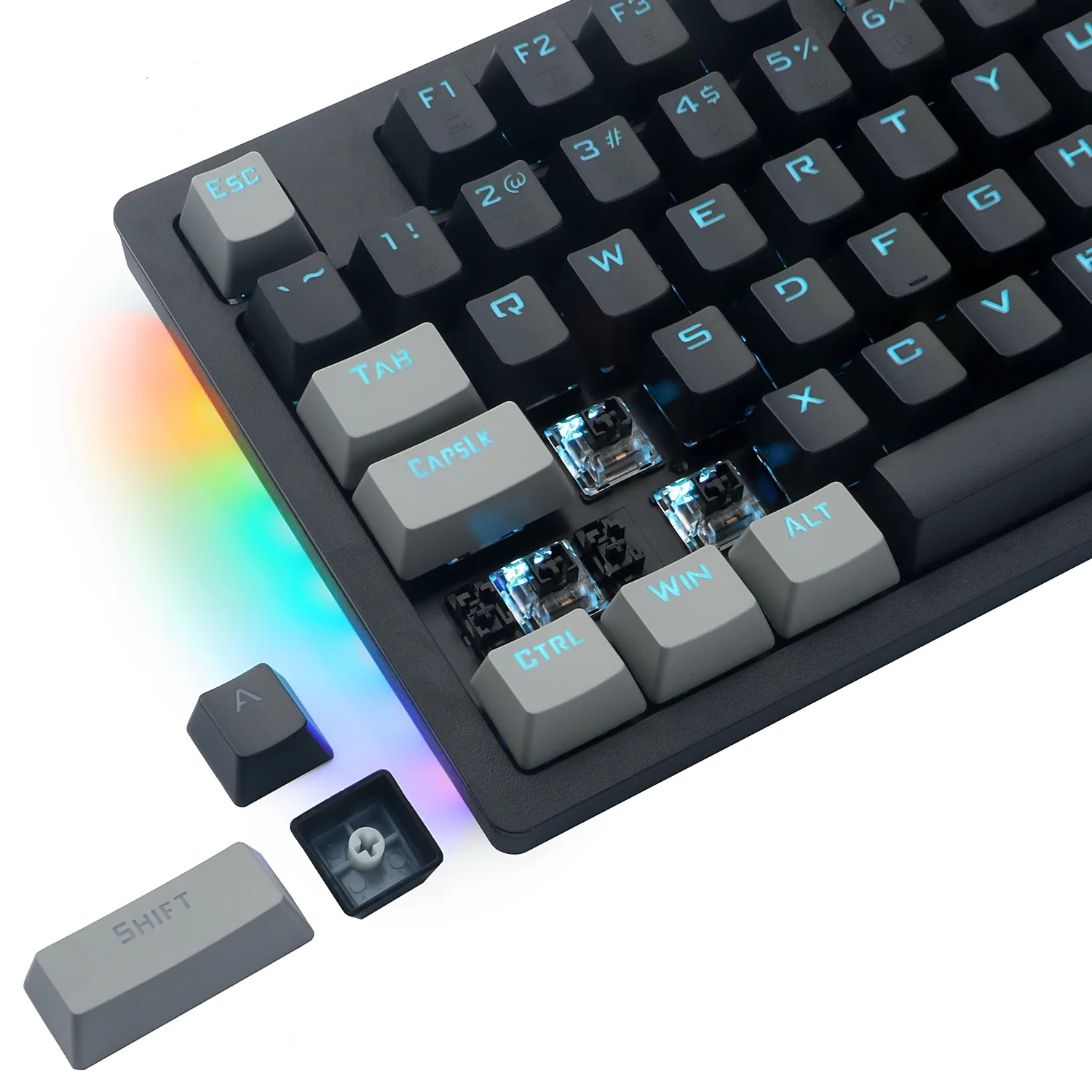 K620 teclado de jogo mecânico led retroiluminado com interruptores azuis rgb lado-iluminado tenkeyless 87 teclas anti-ghosting para mac pc rosa