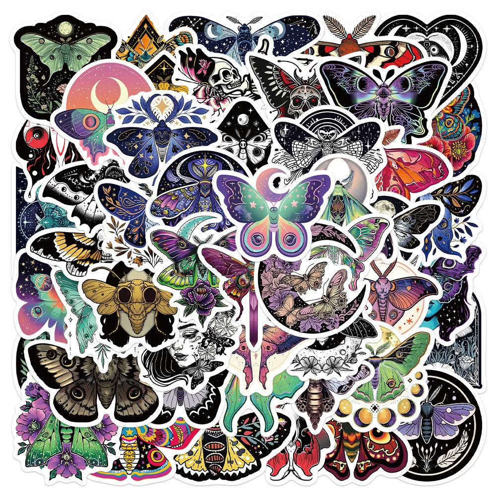 

10/30/50PCS Cute Cartoon Moon Moth Sticker DIY Phone Laptop Luggage Skateboard Graffiti Decals Fun for Kid Toy