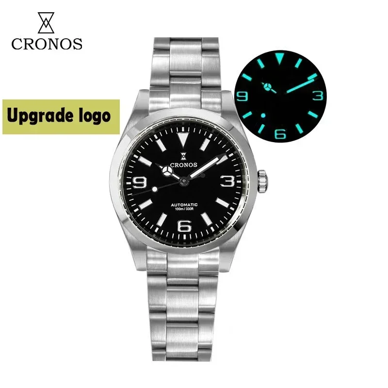 Cronos 36mm EX Watch For Men PT5000 SW200 Movement Automatic Mechanical Sapphire Glass Bushed Bracelet 100M Waterproof L6032