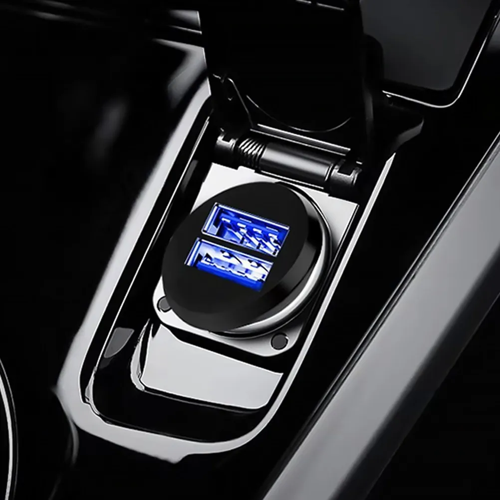 

2Pcs Car Phone Chargers Premium Flame Retardant ABS Material Dual USB Fast Charging Car Power Suppliers Vehicle Fast Charger
