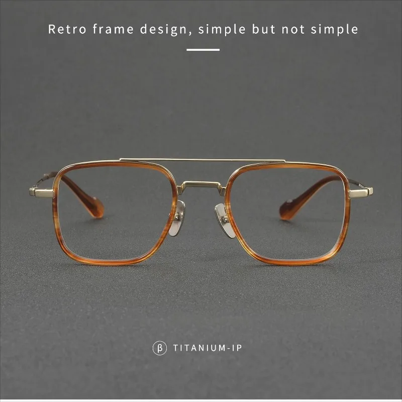 Fashionable Classic Pilot Style Double Bridge Titanium Eyewear Nearsighted  Big Front Frame Comfortable Temple for Daily Use