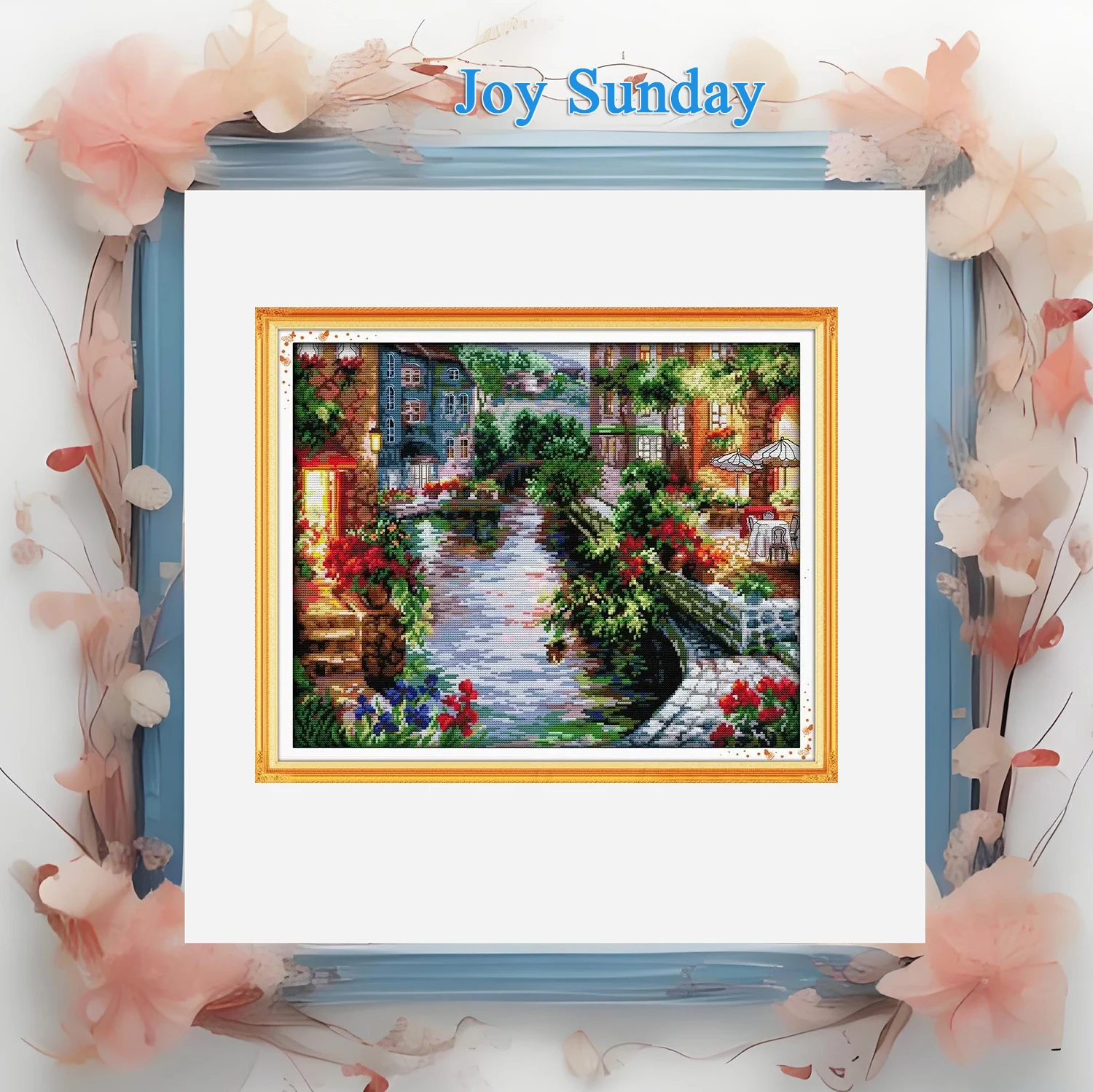 

Joy Sunday Pre-printed Cross Stitch Kit Easy Pattern Aida Stamped Fabric Full Embroidery Kits-The Lakeside Views