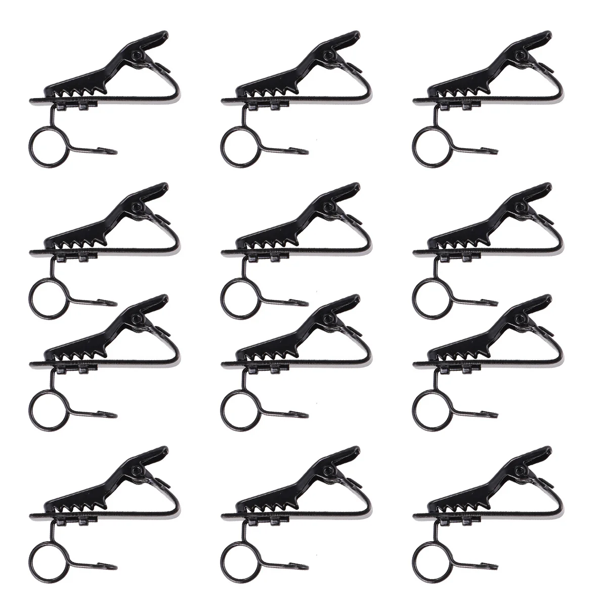 

12Pcs Black Iron Microphone Lapel Clip Elastic Mini Mic Clip for Recording Online Karaoke Voice Chat Voice Conference