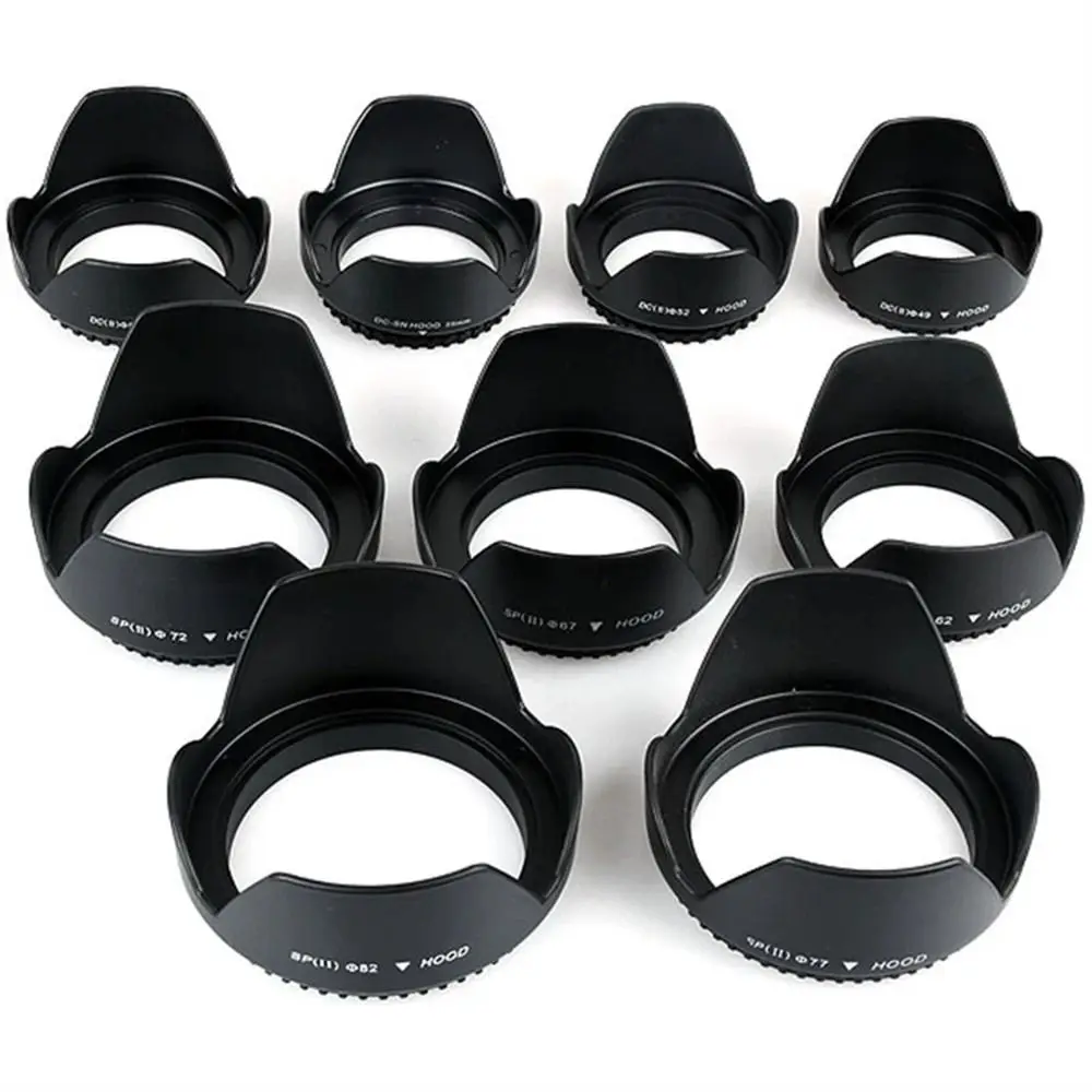 Universal Camera Lens Hood 49mm 52mm 55mm 58mm 62mm 67mm 72mm 77mm 82mm Screw-in Tulip Petal Flower Lens Hood for Canon Nikon