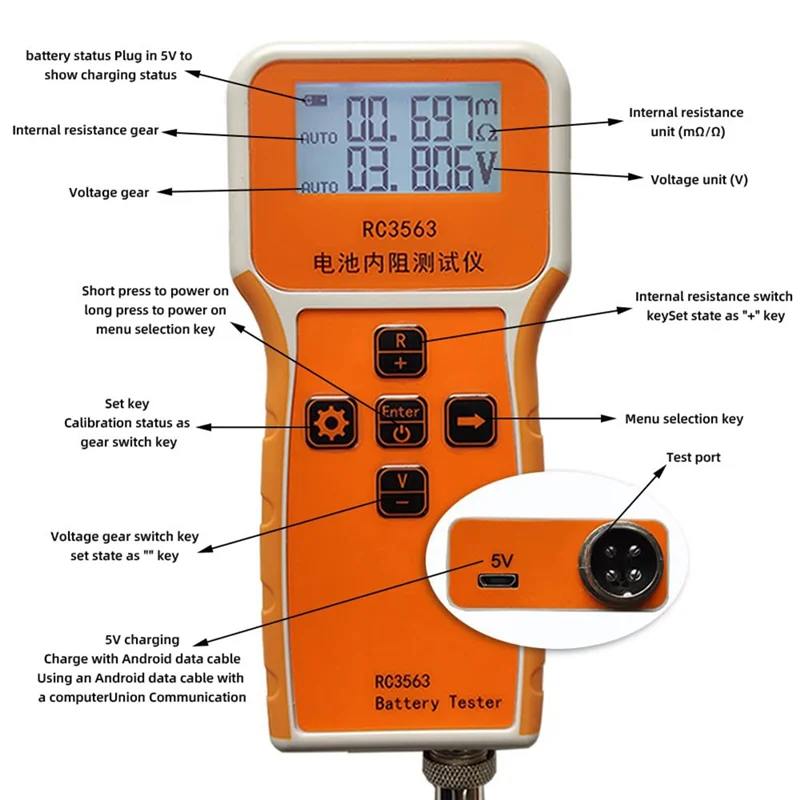 

RC3563 Battery Voltage Internal Resistance Tester Ternary Lithium Battery/Lifepo4 Battery/18650 Measure Easy Install