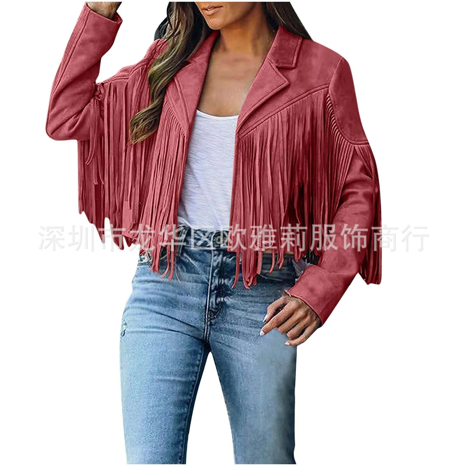 Autumn Women's Short Solid Color Slim Deerskin Velvet Classic Fringed Jacket Cross-border E-commerce 2025 Europe and America