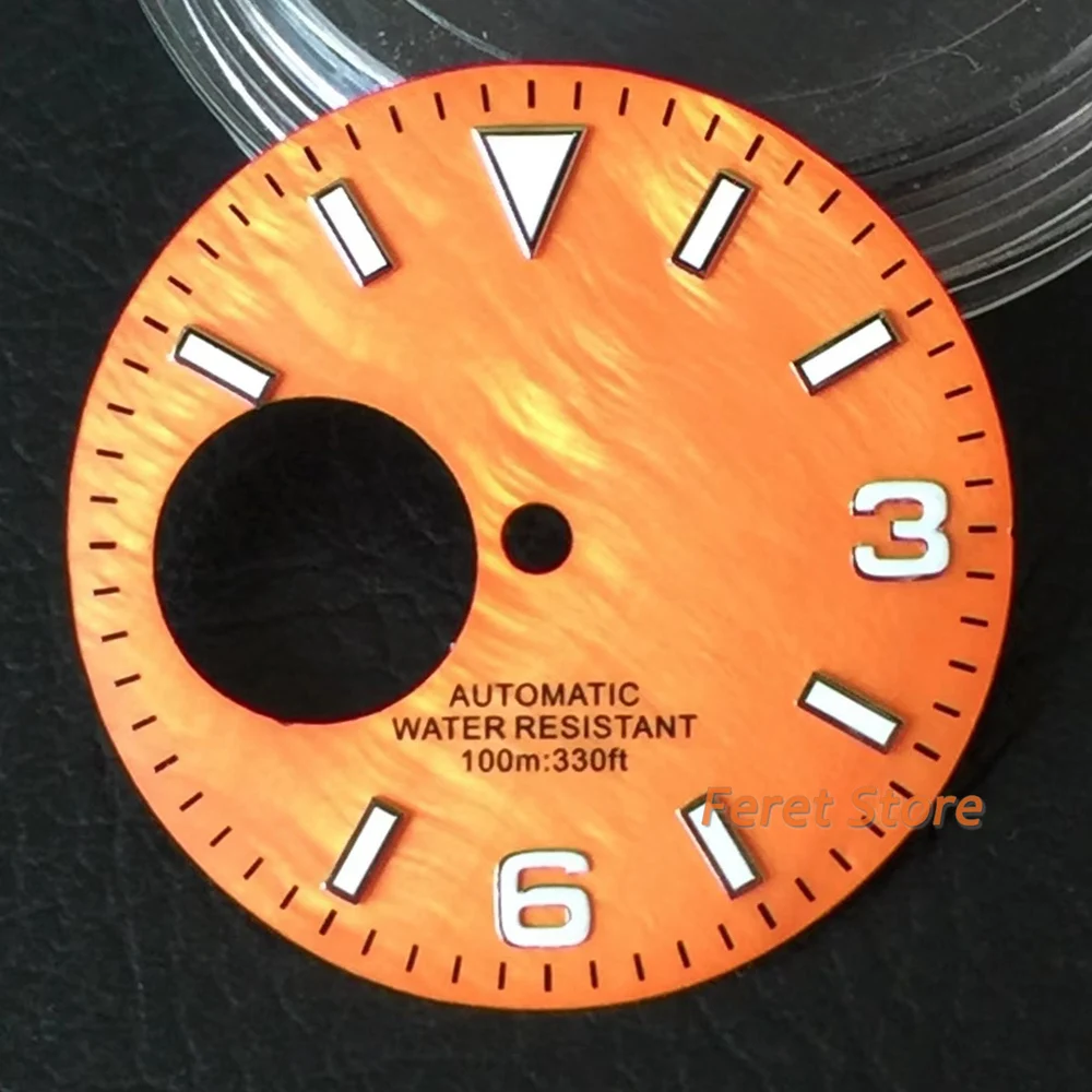 BLIGER New 29MM Dial Black Orange White Green Shell pattern Luminous watch dial NH38 Hollow Watch Dial fit NH38A Watch Parts