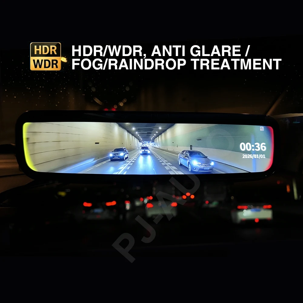 PJAUTO New Generation 9.6 Inch OE LVDS Digital Streaming Mirror with Dual HD Recording & Intelligent BSD