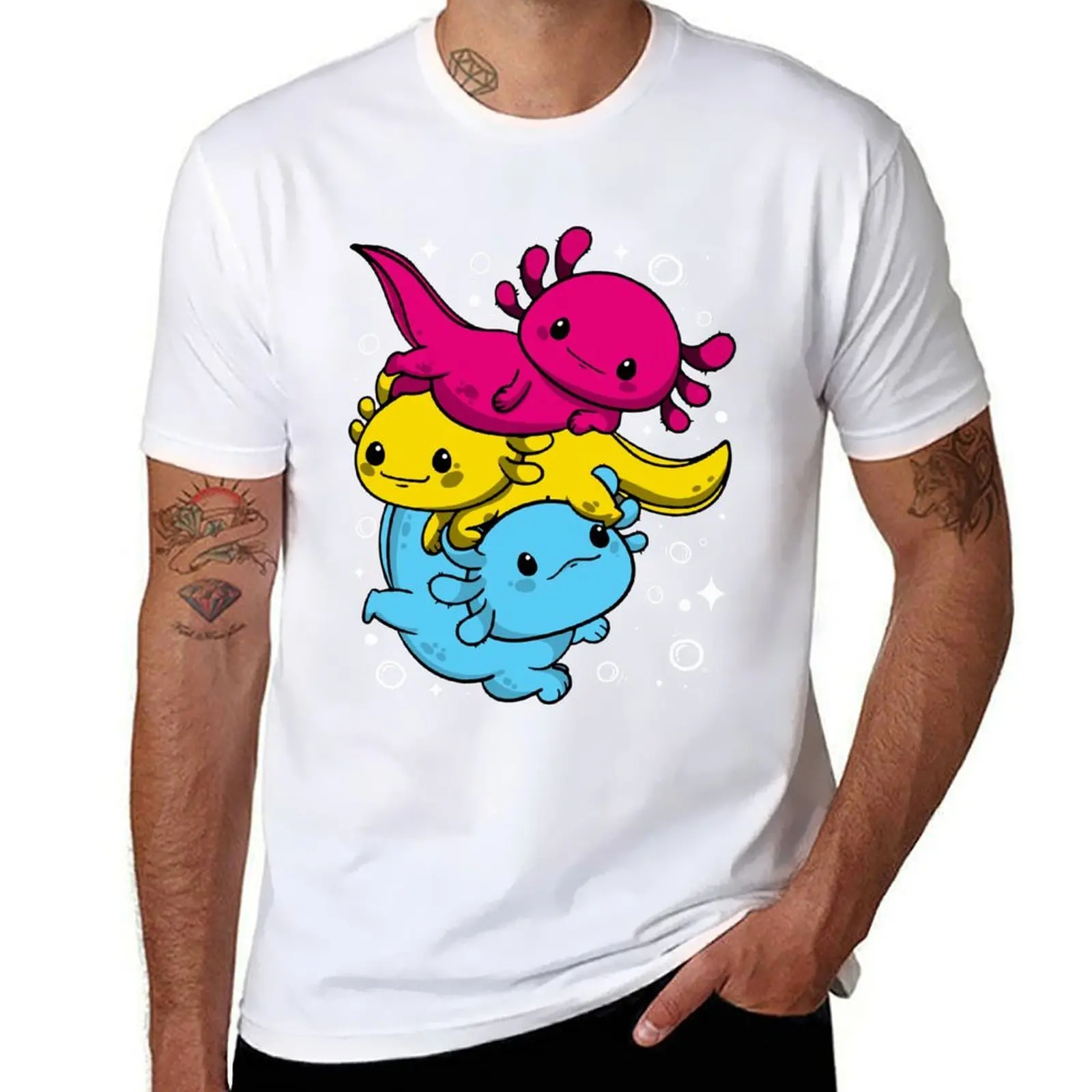 

Cute Pans Axolotl Pile Pansexual Pride Flag LGBT Pride Month, pansexual pride flag, pansexual pride, colors, lgbtqia, co T-Shirt