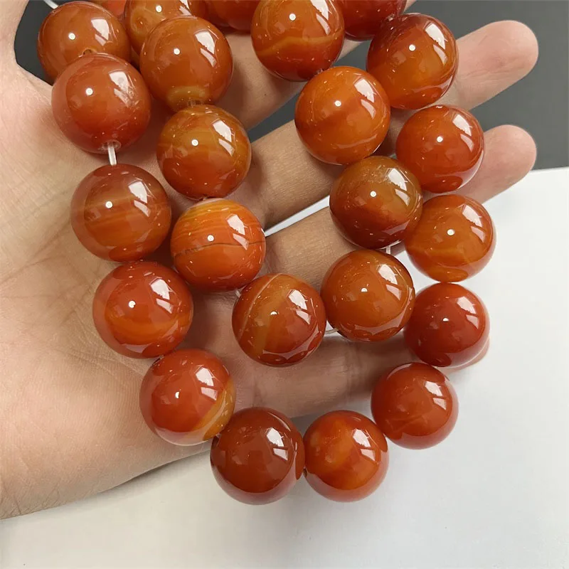 Imagem -06 - Grande Laranja Vermelho Sardonyx Tarja Ágata Gem Pedra Preciosa de Seda Minerais Cura Energia Natural Grânulos de Pedra para Fazer Jóias Diy 20 mm