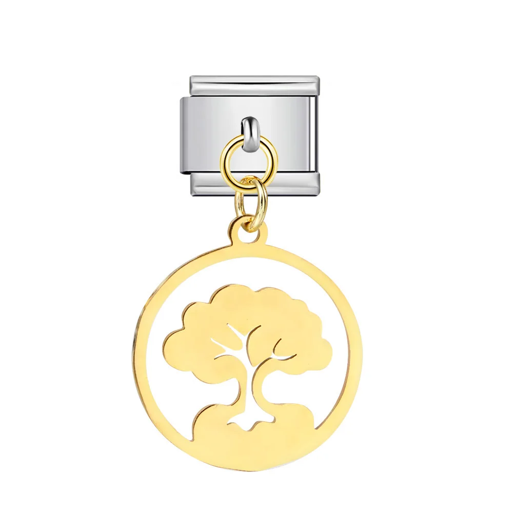 Neuer trendiger Vogel-Baum-Stern-Gecko-Herz-Metallanhänger, italienischer Charm-Anhänger, passend für 9mm Edelstahlarmband, DIY-Schmuckherstellung. – Detail 8
