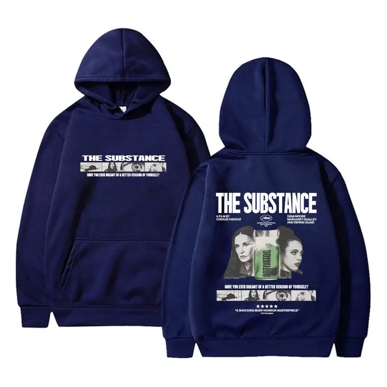 เสื้อฮู้ดพิมพ์ลายกราฟิกจากภาพยนตร์สยองขวัญ The Substance แฟชั่นสตรีทแวร์สำหรับผู้ชายและผู้หญิง สไตล์ลำลอง ผ้าฟลีซคอตตอนทรงโอเวอร์ไซส์
