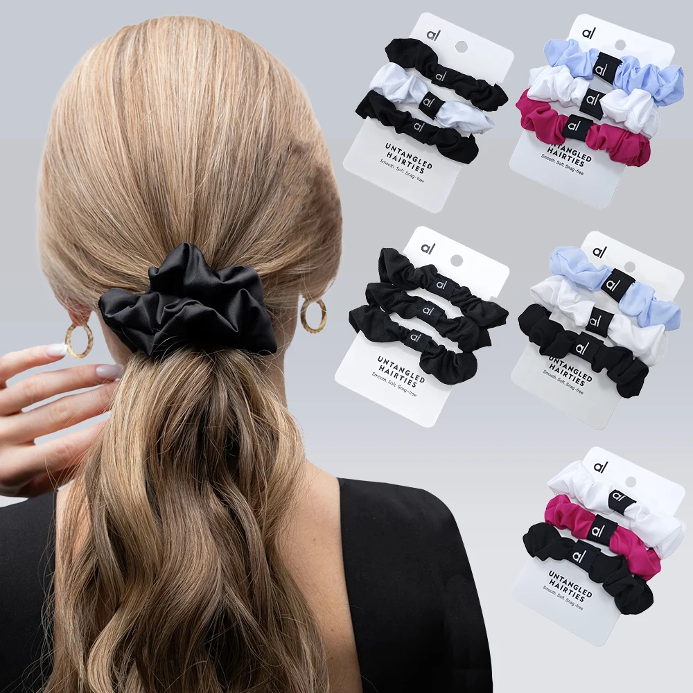 

‌3PCS Satin Scrunchies for Women - Elegant Pleated Hair Ties Solid Color Soft Elastic Ponytail Holders Fashion Hair Accessorie