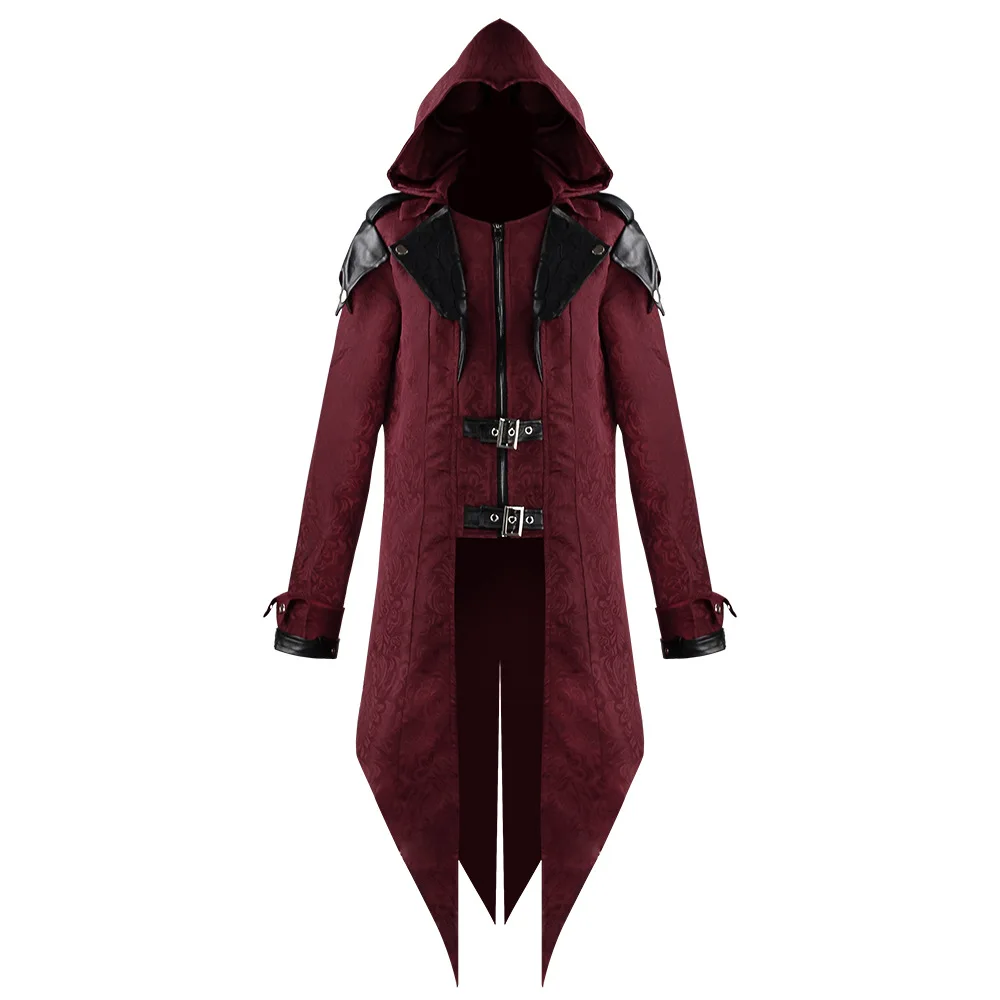 Assassin Cosplay Hooded Jacket 2 Color Medieval Streetwear Outfit Edward Assassins Creed Halloween Costume Men\'s Street Fashion