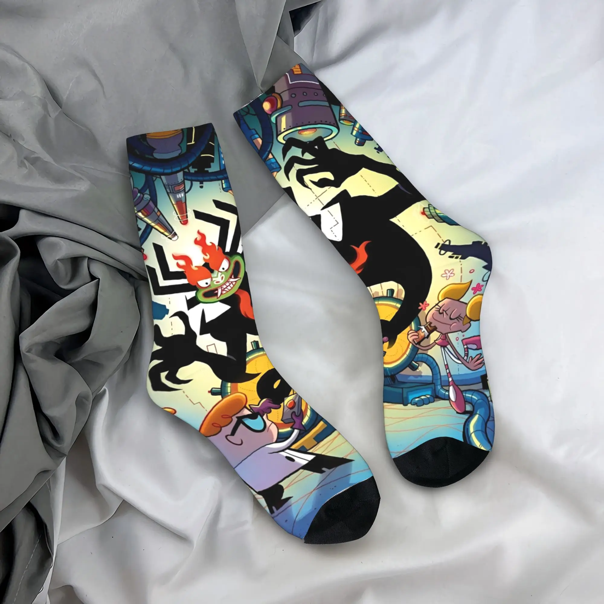 جوارب Dexter Cartoon Laboratory جوارب Harajuku للخريف جوارب رجالية غير قابلة للانزلاق جوارب دافئة ناعمة مطبوعة لركوب الدراجات