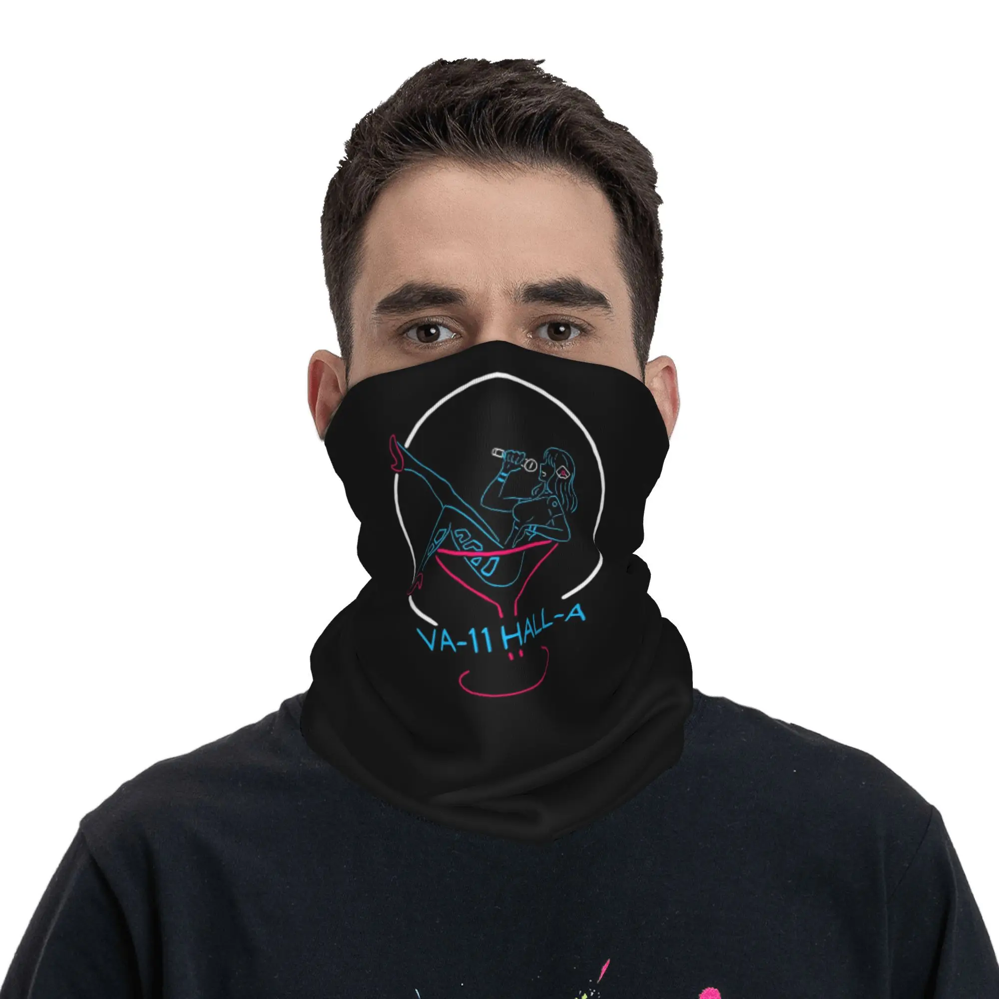 

VA-11 Hall-A Neon Sign Bandana Neck Gaiter Printed Mask Scarf Multi-use Face Mask Riding For Men Women Adult Windproof
