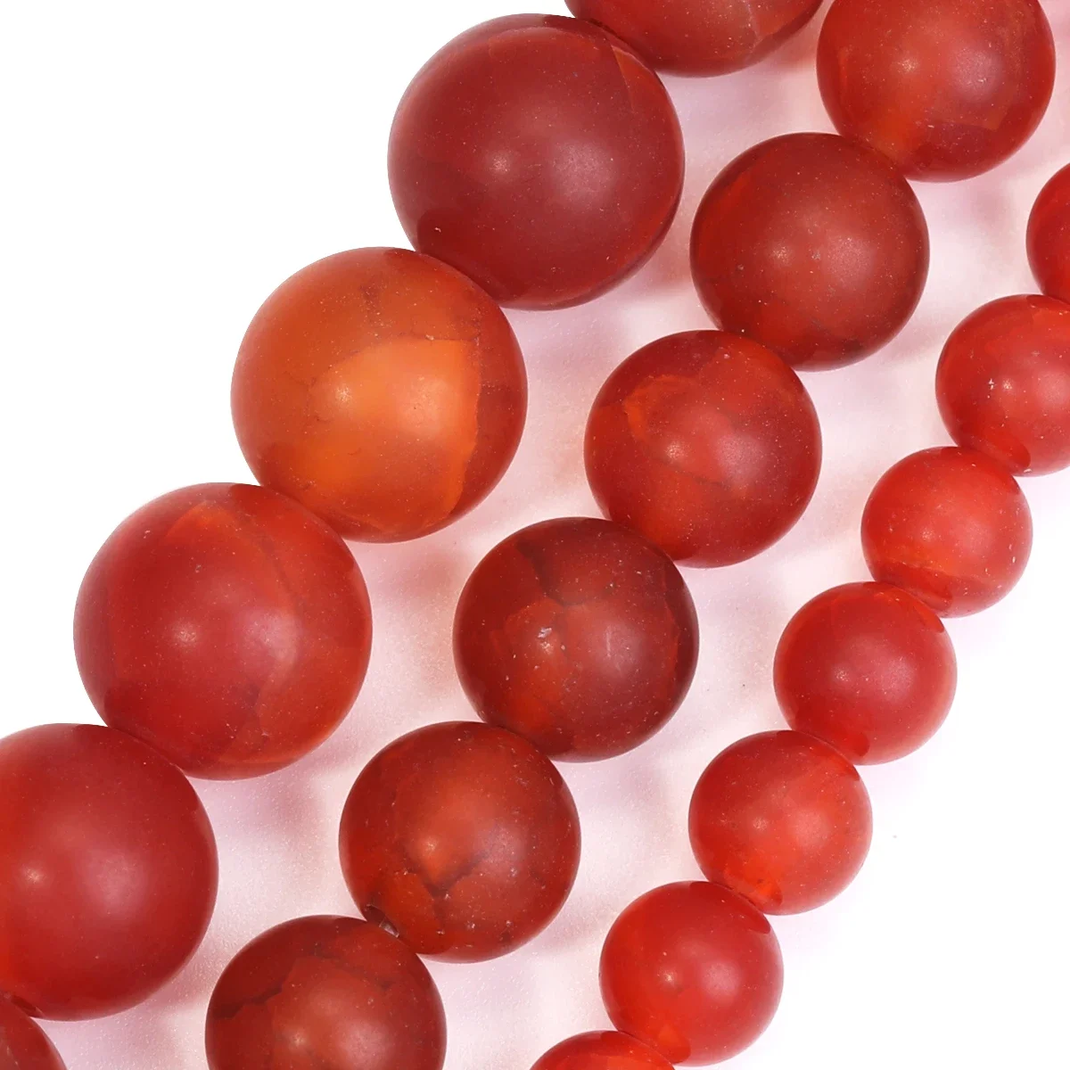 Natural Stone Frost Grind Arenaceous Red  Agat Onyx Round Loose Beads 6 8 10 MM Pick Size For Jewelry Marking Beads