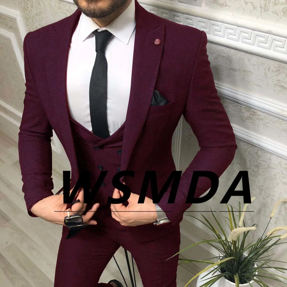 Men Suit 3 Pieces ( Jacket + Vest + Pants ) Made in Turkey Wool Fabric High Quality Fashion Blazzer Clothing Male Suits Cheap