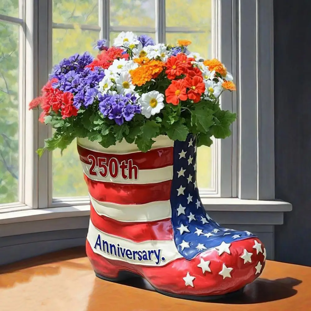 

Usa Patriotic Flower Pot Patriotic American Flag Boot Planter 250th Statue Veteran Collector Gift Active Service Collectible