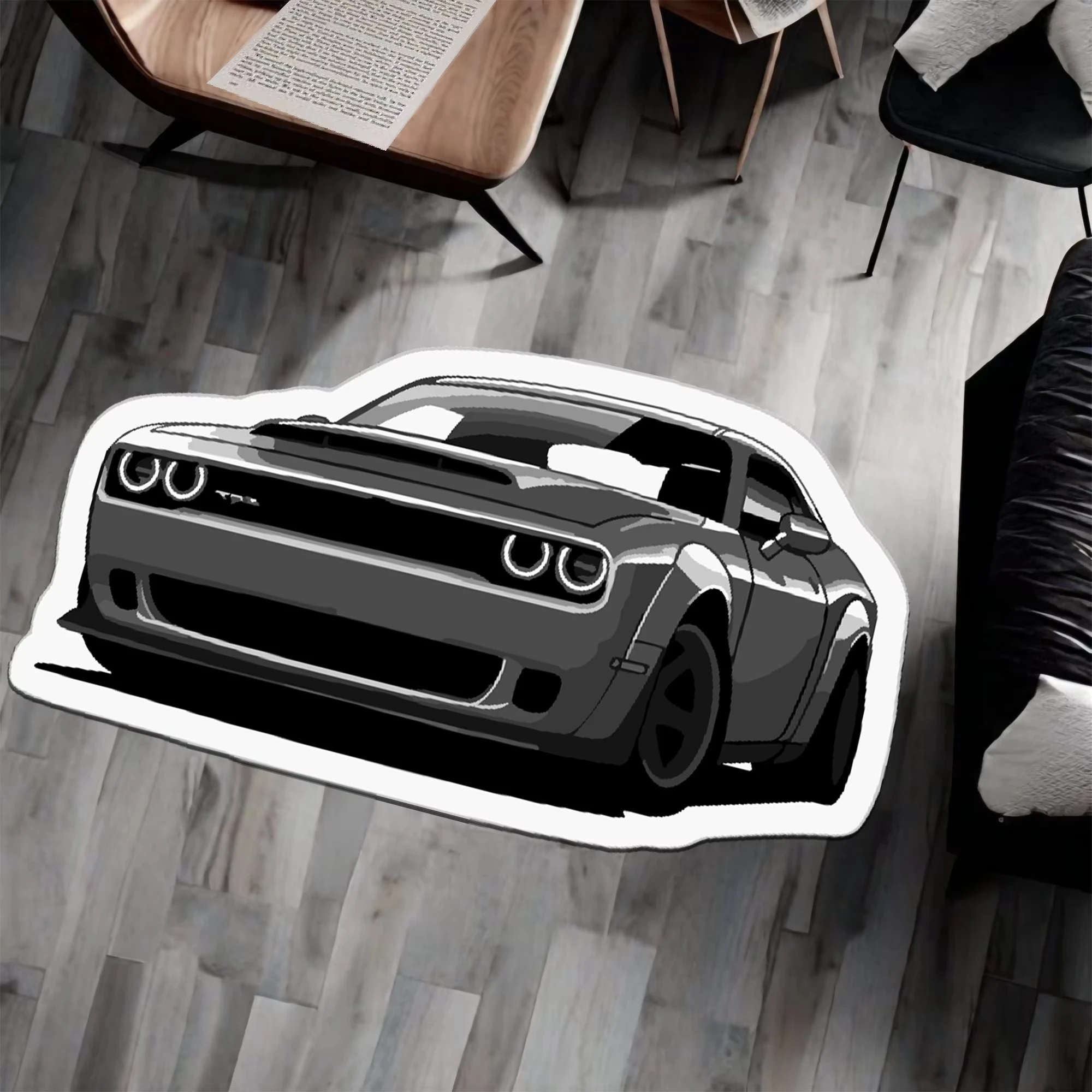 

Cool Car Rug Digital Printing Technology Simple Imitation Cashmere Housewarming Gift Non-Slip Decorative Carpet