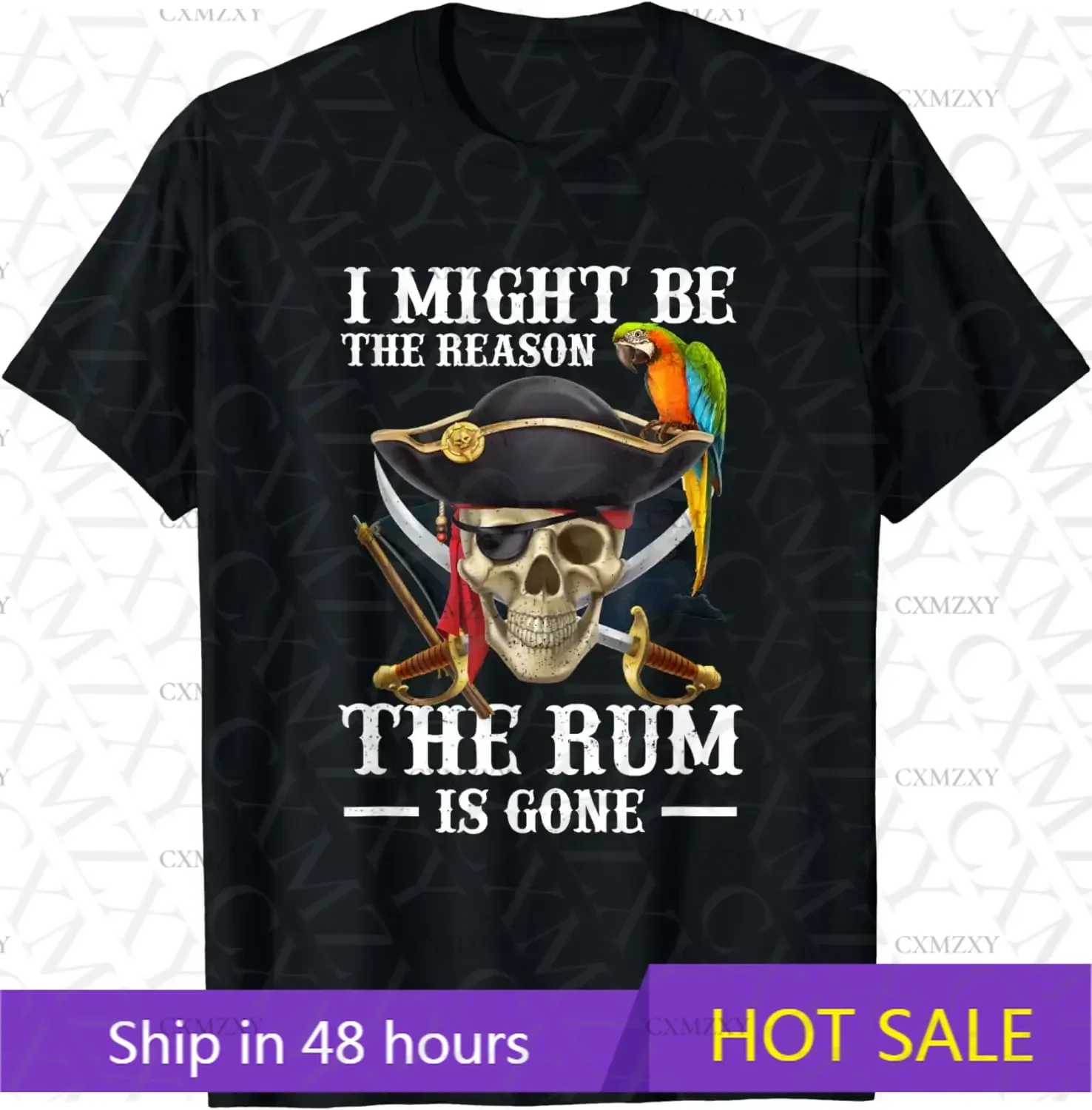 

I Might Be The Reason The Rum Is Gone Pirate T-Shirt for Men Women Cotton Short Sleeve All Seasons Graphic T Shirts