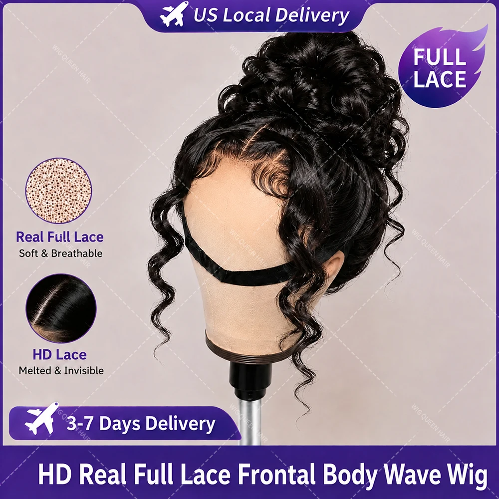 

Virgin 15A 13x5 HD Lace Front Full Lace Body Wave Human Hair Wig Natural Black Pre Plucked Bleached Knots Wig For Black Women