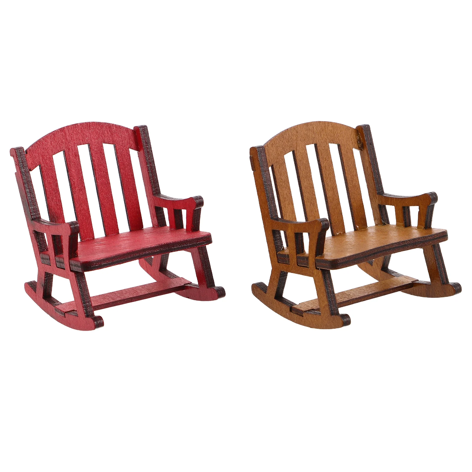

2 Pcs Mini Rocking Chair Dollhouse Wooden Furniture Ornaments Christmas Outdoor Chairs Toddler