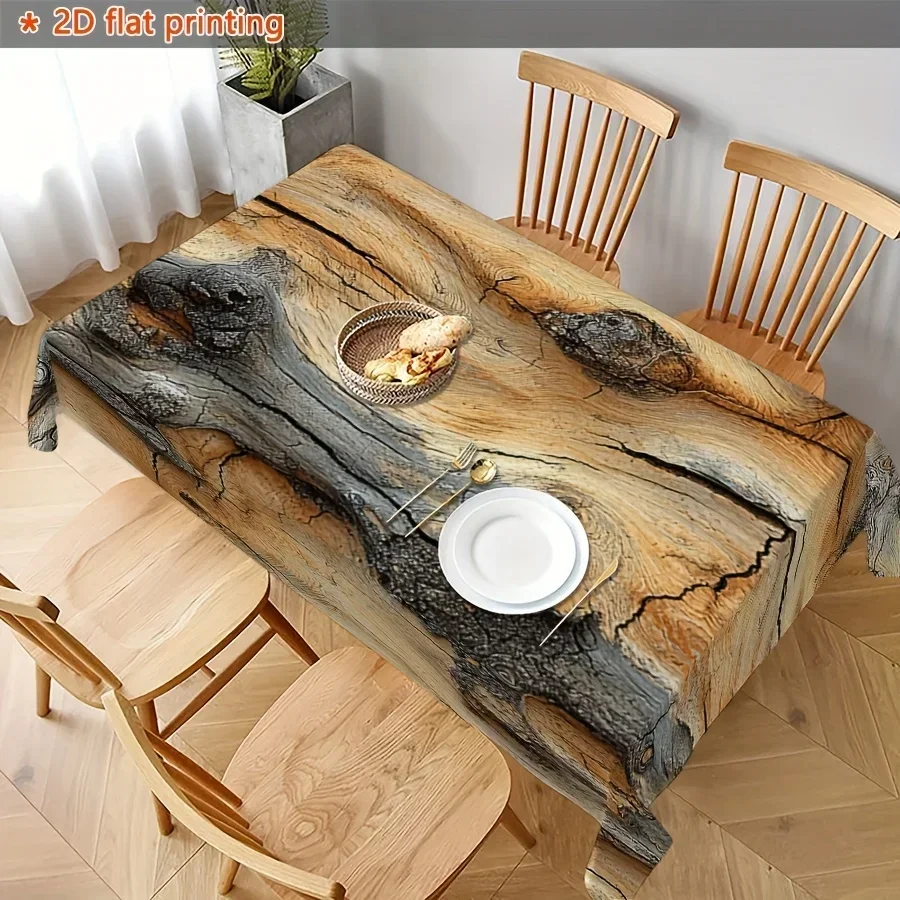 1pc rustic wooden-patterned printed tablecloth for farmhouses, European home decor item, made of durable polyester fabricxzj