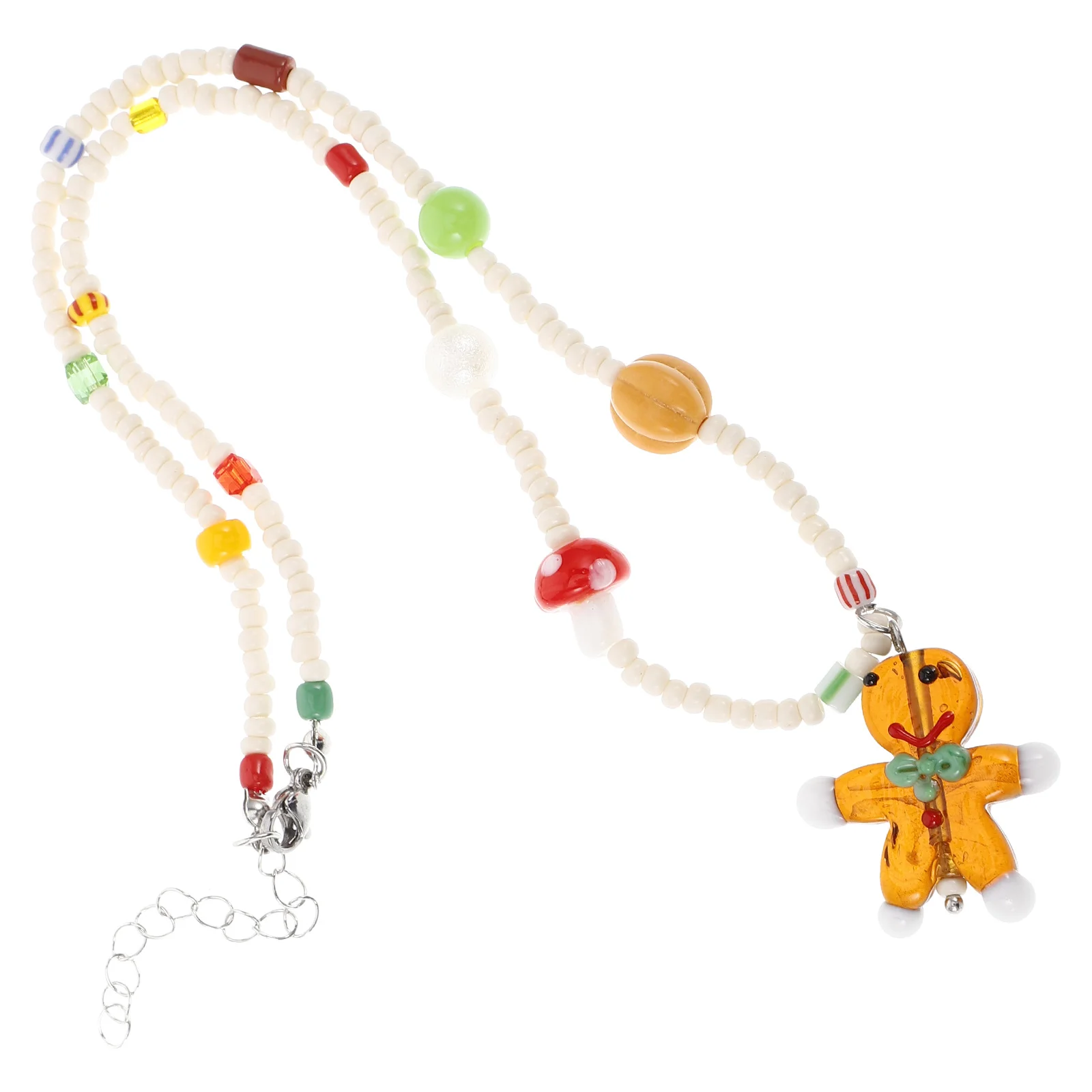 

Festive Handmade Christmas Gingerbread Man Necklace Plastic Cookie Pendant Charm Xmas Holiday Jewelry Gingerbread Man Necklace