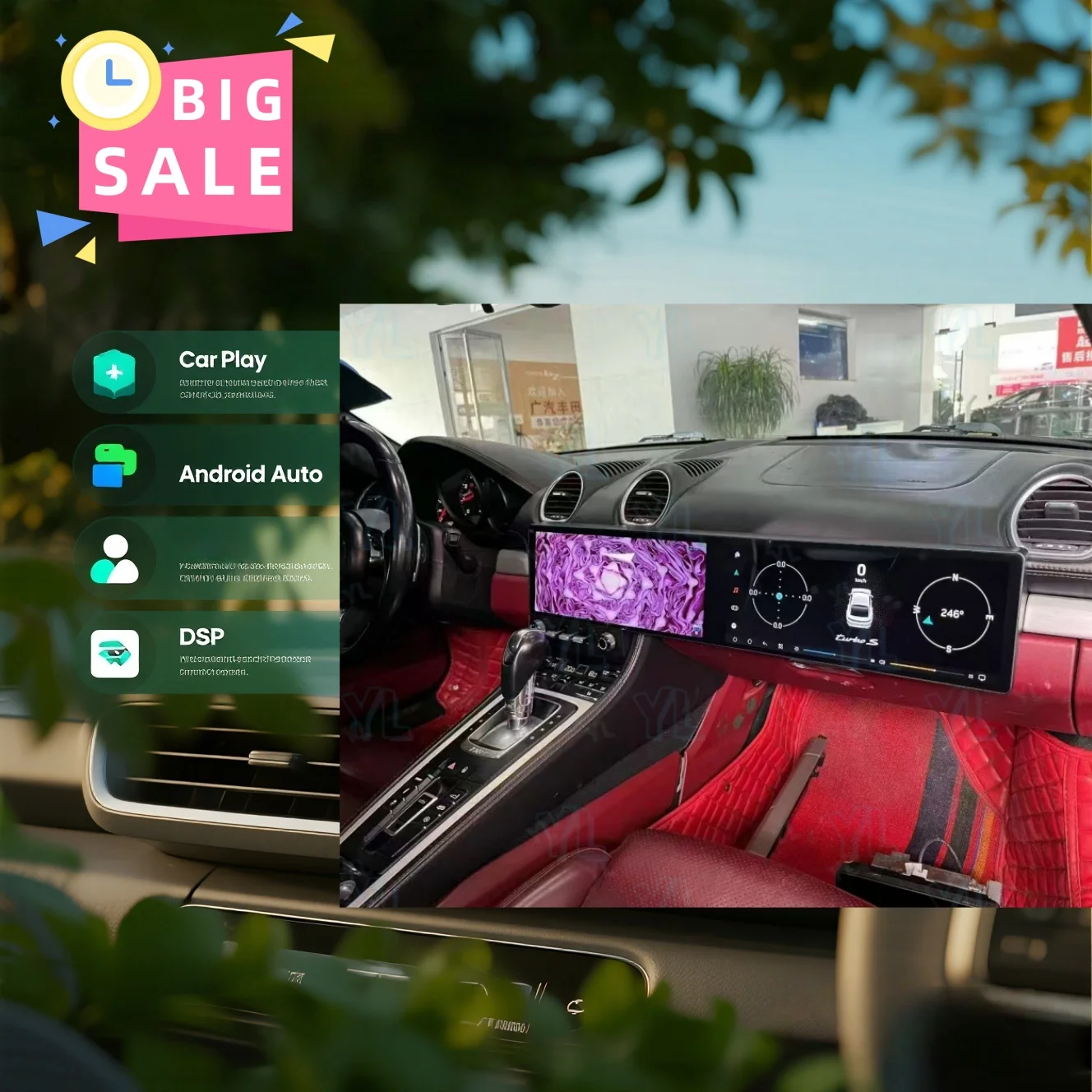 

NEW Dual Screen Car GPS Android 14 Navigation For Porsche 718/Boxster 2016-2023 Head Unit Multimedia Player Car Radio Upgrade BT