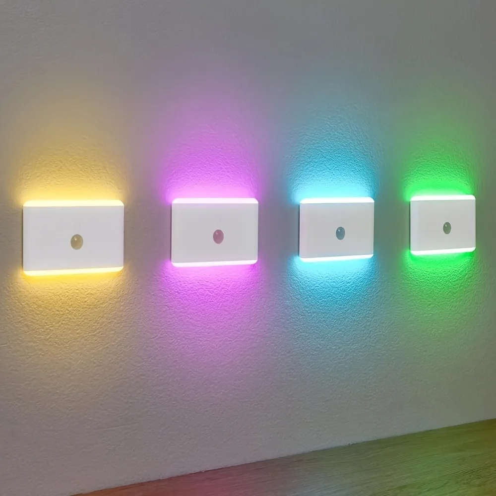 1/2pcs of RGB Rechargeable Dimming LED Rainbow Switching Light Color LED Human Body Sensing Bedroom Corridor Staircase Cabinet M