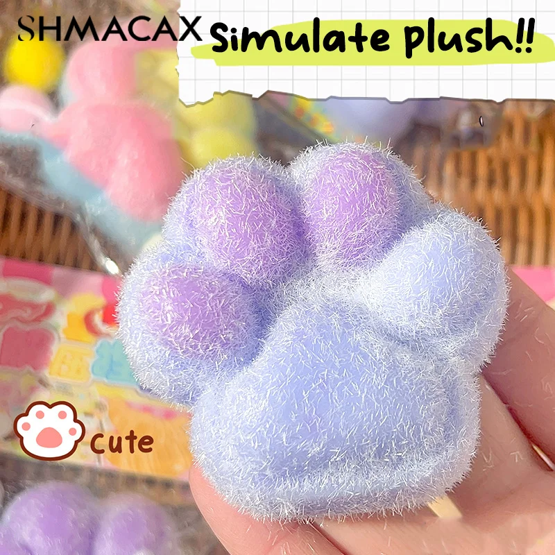 Cat Paw Mochi Taba Squishy Fidget Toy Cute Plush Cat Paw Silicone Slow Rebound Pinch Decompression Toy Stress Release Vent Toy