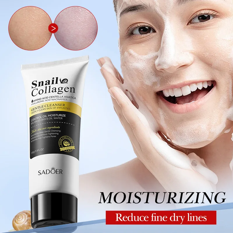 

100g Snail Collagen Gentle Face Cleaner Facial Deep Clean Moisturizing Nourishing Firm Skin Hyaluronic Acid Beauty Face Skincare