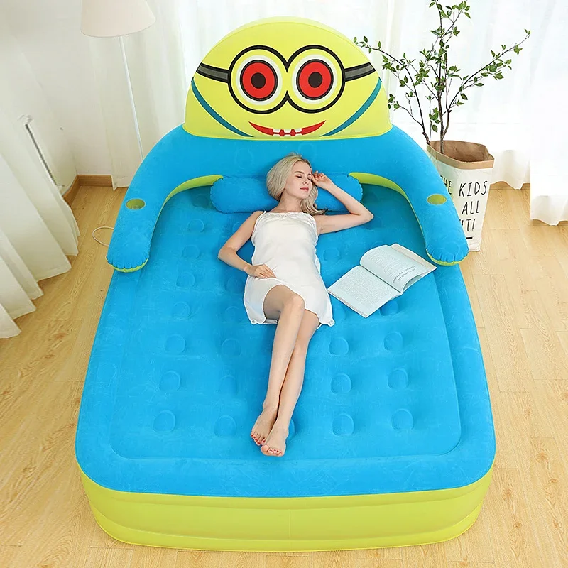 2020 Inflatable Bed for Kids Girls Home Double Air Bed Air Mattress Thickened Portable Sleeping Bag Outdoor Lazy Sofa Mat