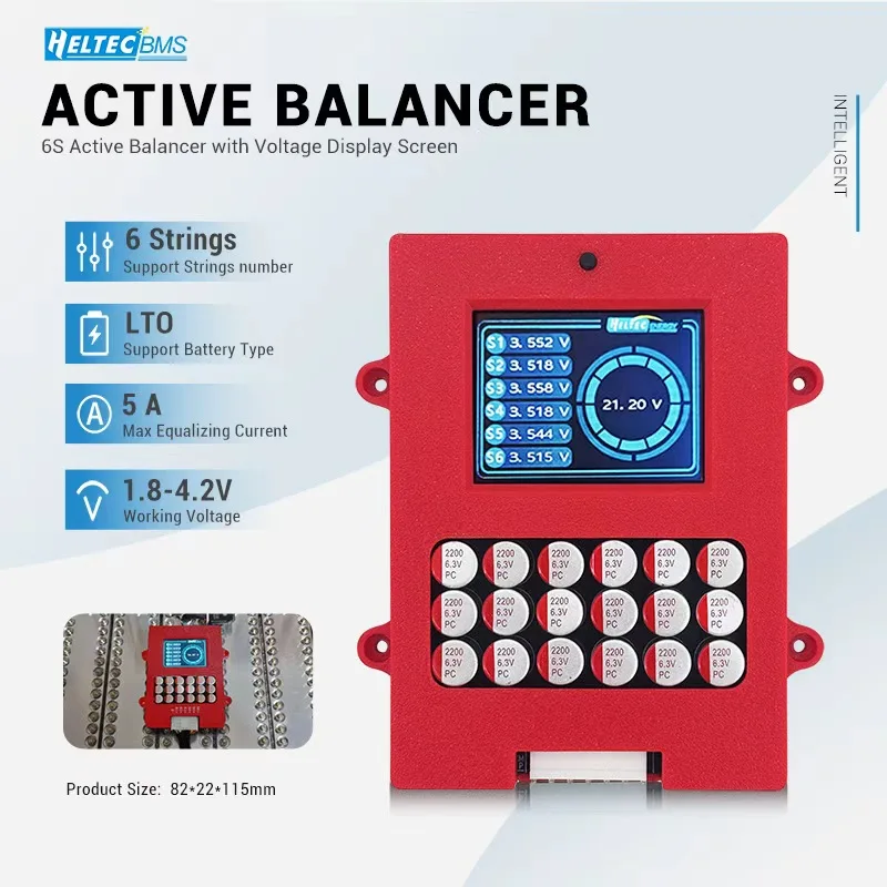 Heltec 14,4V Auto-Audio-Batteriezellen-Ausgleichsmodul 6S LTO Balancer mit Bildschirm Aktiver Equalizer Balancer für Lithium-Titanat-Batterien