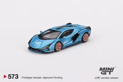 MINIGT 1/64 Lamborghini Sián FKP 37 Ble Aegir MGT00573-CH Cars Alloy Vehicle Diecast Metal Model Kids Xmas Gift Toys for Boys