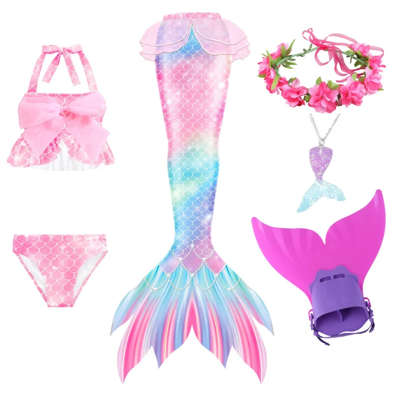 Ragazze code di sirena abiti da nuoto Costume Cosplay di Halloween vestiti da spiaggia Costume da bagno a sirena per bambini Costume da bagno per bambini pinna