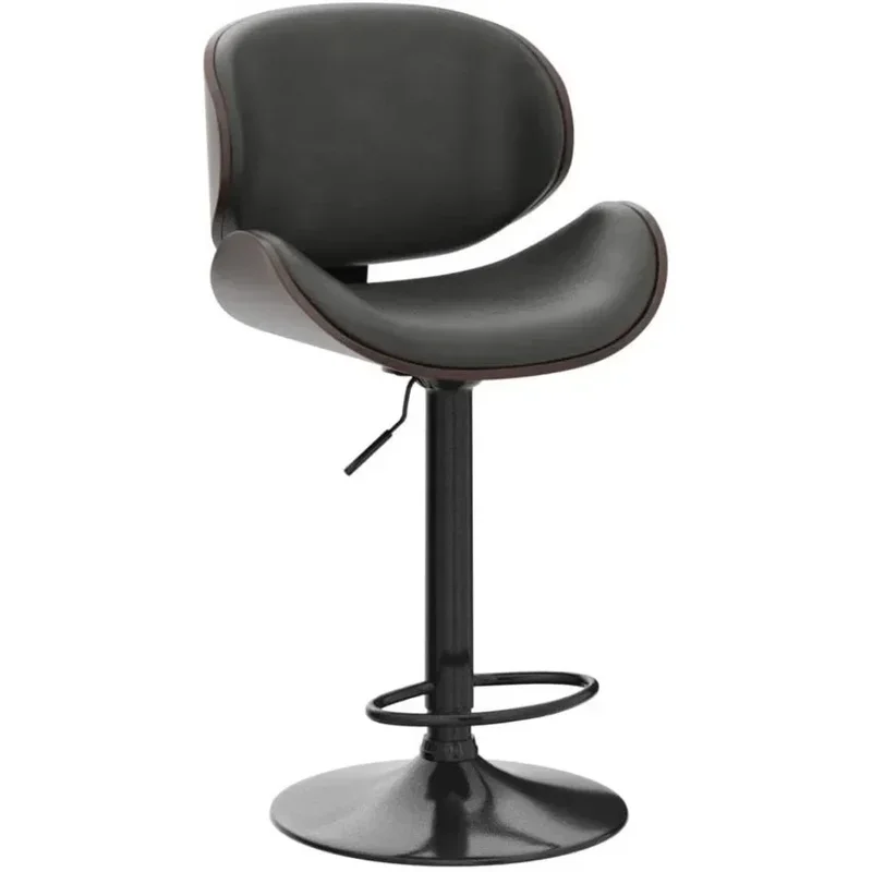 Set of 4 Adjustable Swivel Bar Stools, Mid-Century Modern PU Leather, Counter Height Design