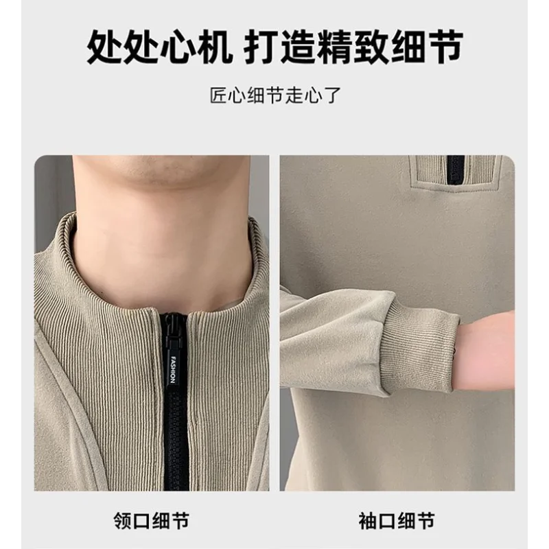 سويت شيرت برقبة دائرية نصف سحاب للرجال، نمط كوري وسيم، كاجوال بأكمام طويلة، متعدد الاستخدامات، طبقة أساسية