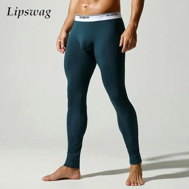 

Sports Soft Breathable Elastic Slim Pajama Pants Men Warm Underwear Sexy Skinny Long Bottoms For Mens Nightwear Casual Trousers