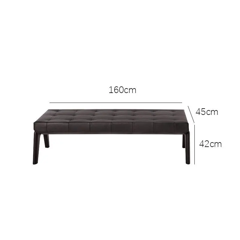 Minimalist solid wood leg shoe changing bench new living room Hong Kong style light luxury villa bedroom leather bedside stool