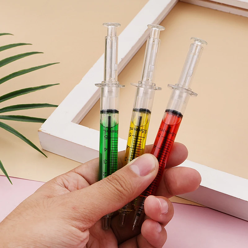 Multi Color Novelty Syringe Needle Shape Ballpoint Creative Styling Needle Pen Office School Stationery Pen Ballpoint Pen