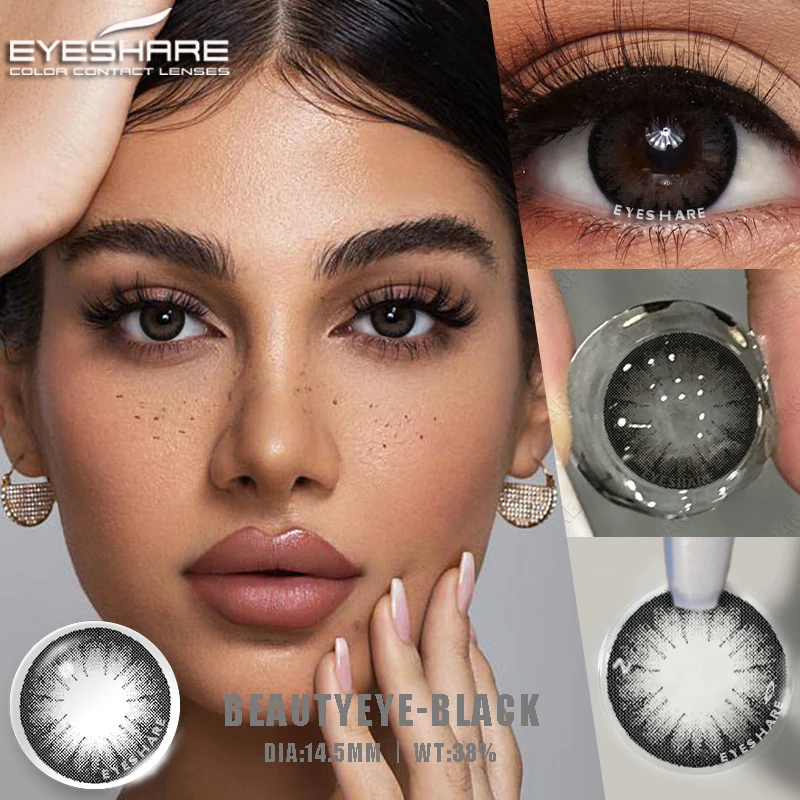 EYESHARE 1pair Color Contact Lenses for Eyes Black Lenses Cosmetic Big Eye Lenses Gray Pupils Lens Yearly Natural Eye Contacts