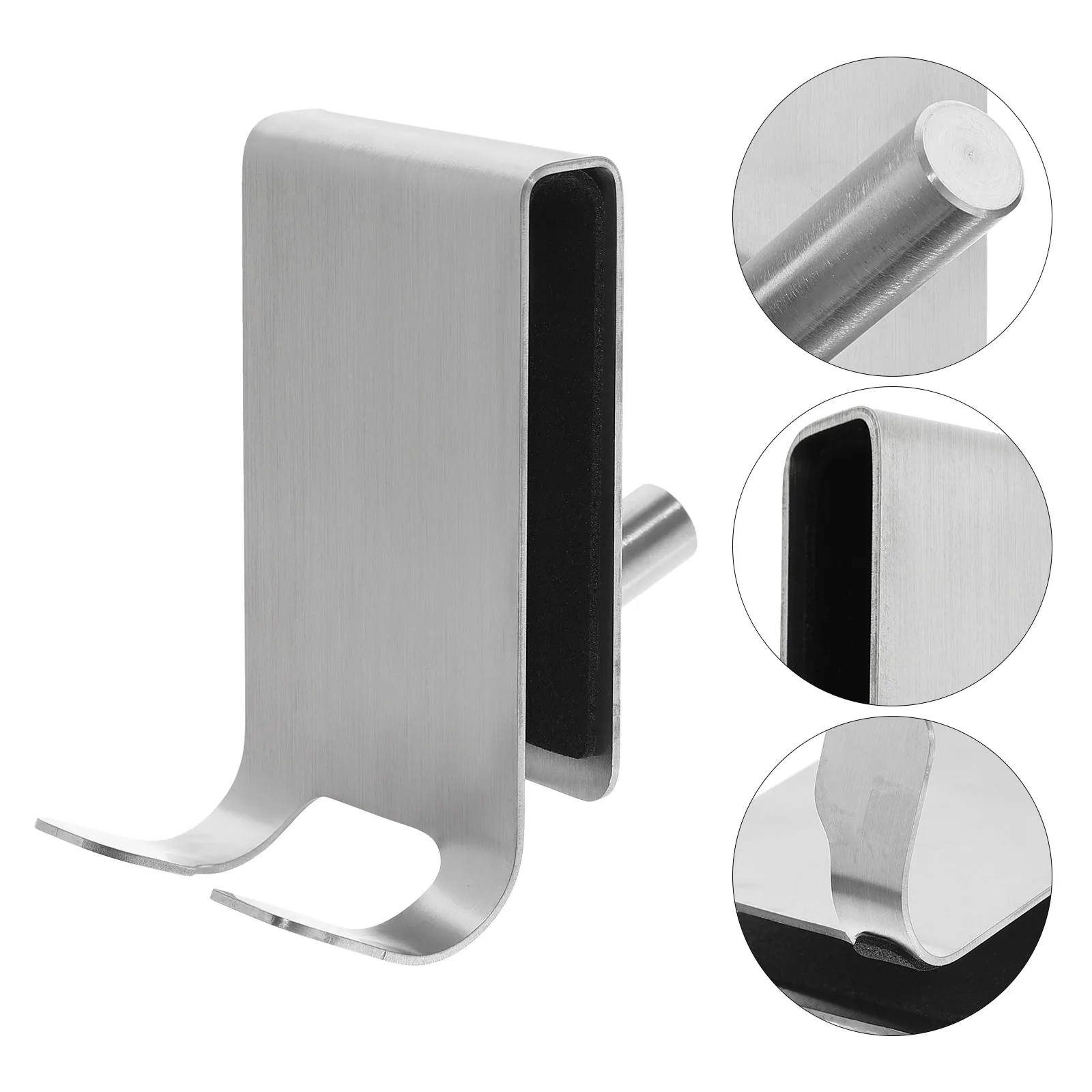 

Shower Door Hook Stainless Steel Frameless Glass Door Hook No Drill Bathroom Towel Holder Curved Non Slip Sponge Pad Hooks Over