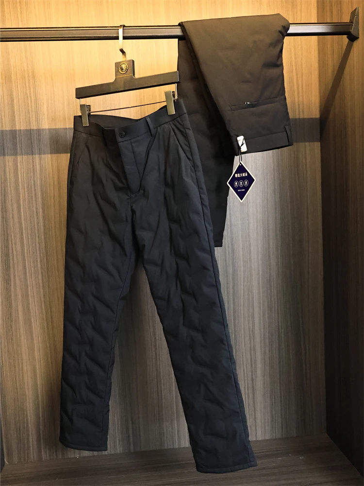 

Lightweight Texture 90 down Filled Men's Thiened Warm Winter Straight Leg down Pants Casual Trousers Faion Urban Sle