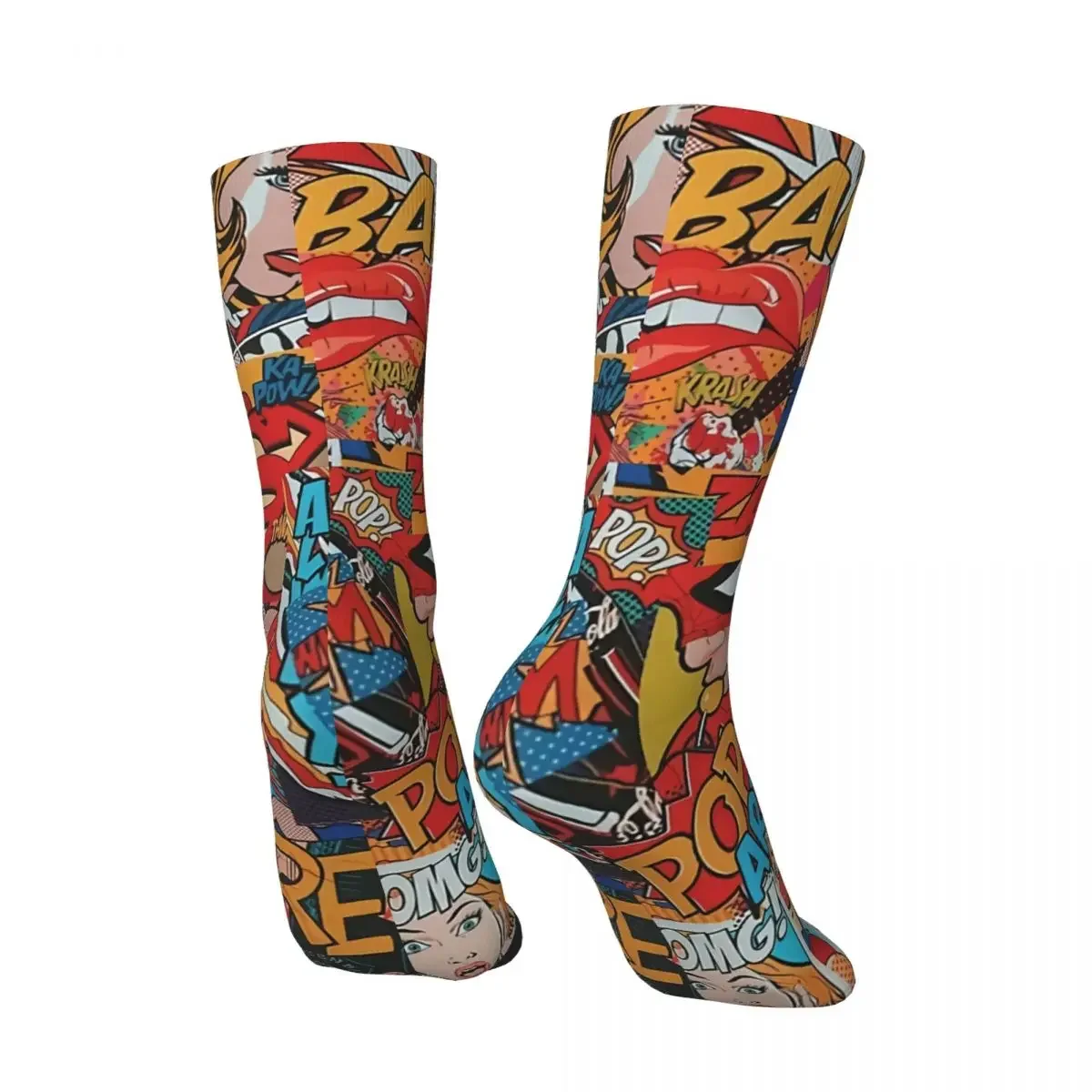 Funny Crazy Sock for Men Pop Art Comic Hip Hop Harajuku Happy Pattern Printed Boys Crew Sock Casual Gift